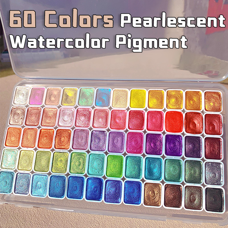 20/24/60/72 Colors Pearl Water - Watercolor Paint Set Solid Pigment 评论和价格