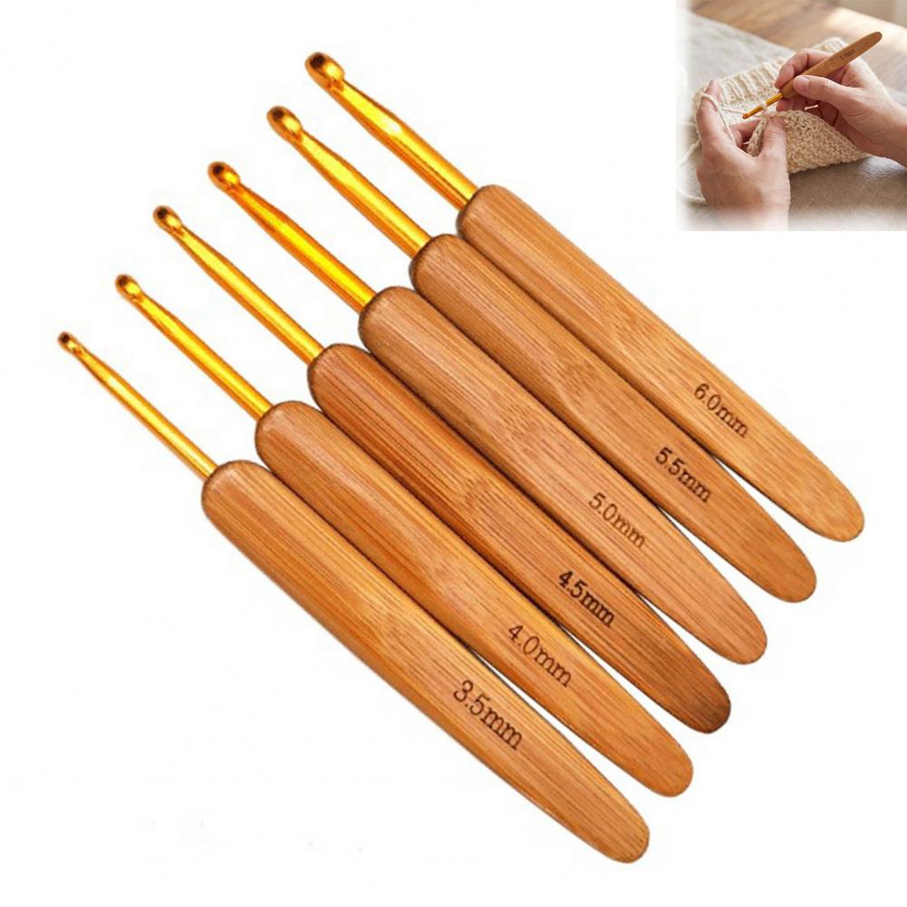 Crochet Hooks Set Portable Cro - Wooden Crochet Hooks Ergonomic Handle 评论和价格