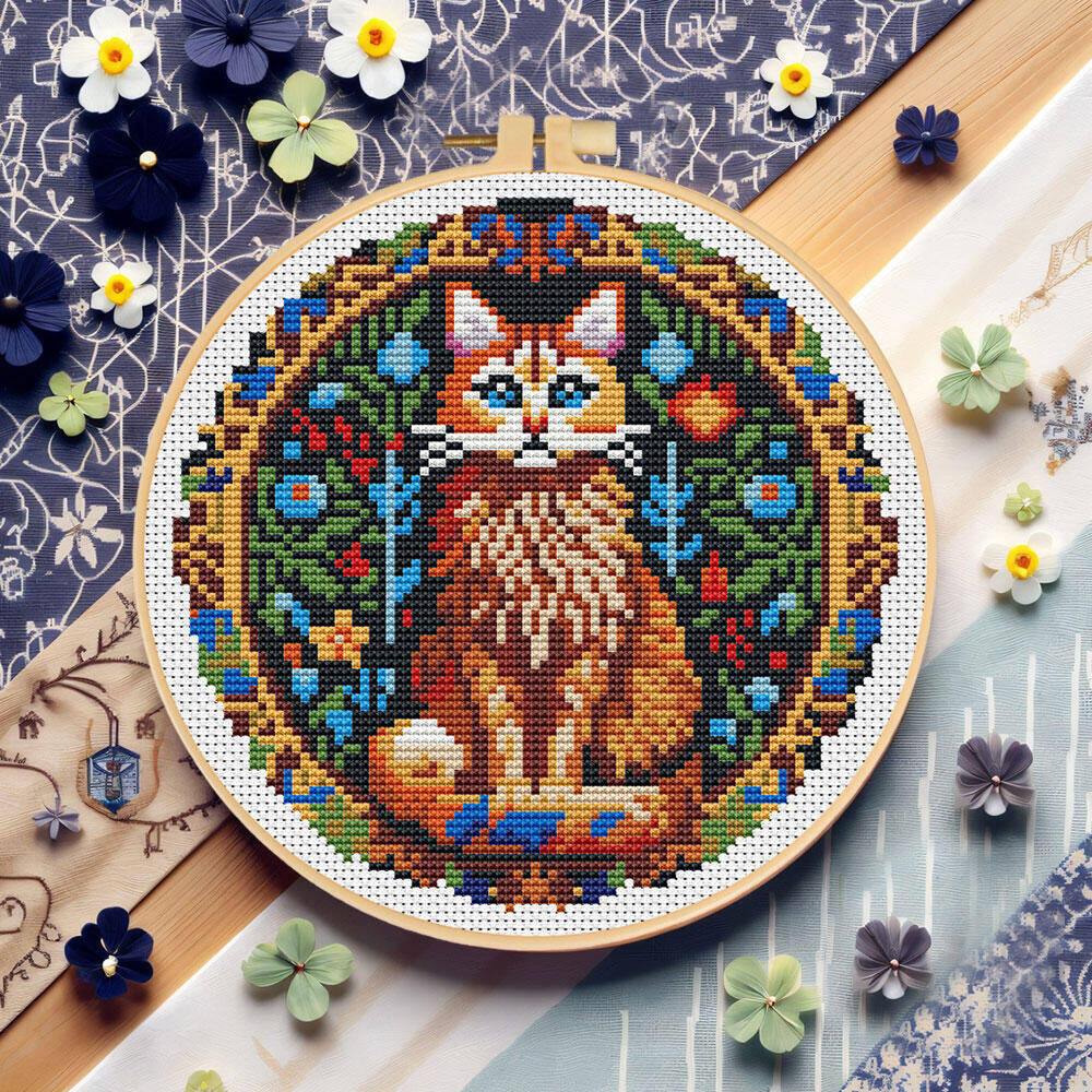DIY Cross Stitch Cat Animal 11 - Cotton Embroidery Thread Skeins 评论和价格
