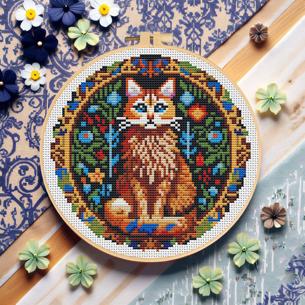 DIY Cross Stitch Cat Animal 11 - Cotton Embroidery Thread Skeins 评论和价格