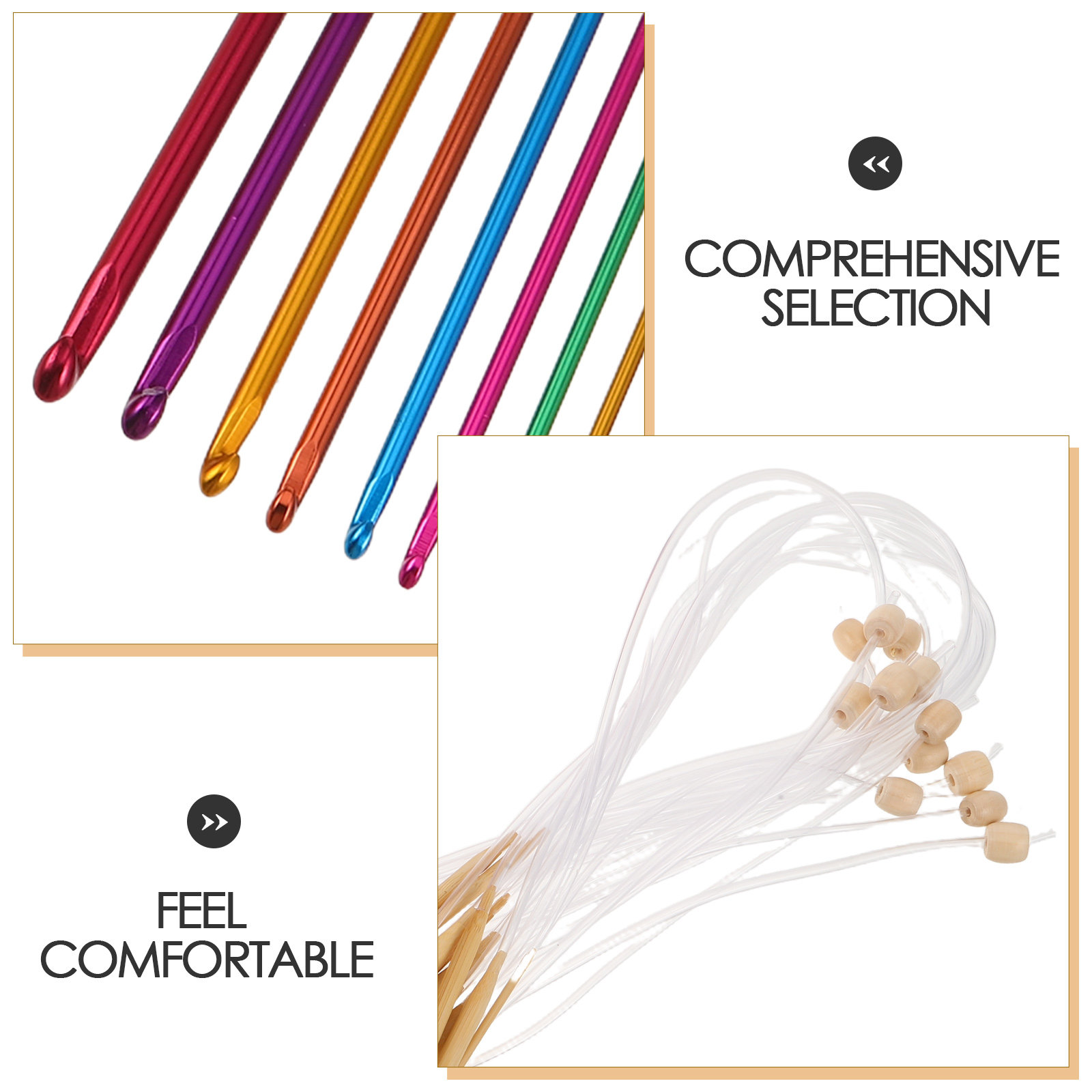 1Set Vibrant Crochet Hooks Set - Wooden Crochet Hooks Ergonomic Handle 评论和价格