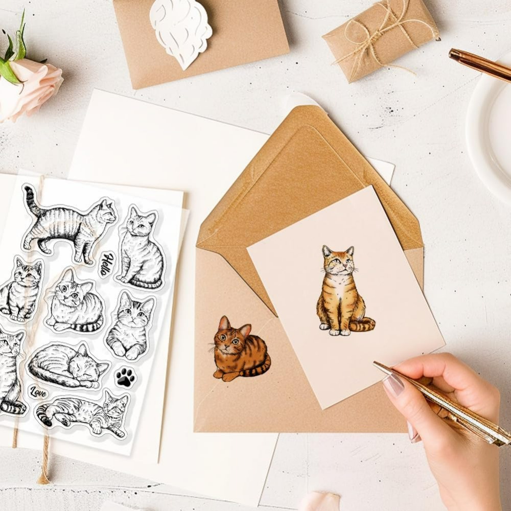 Cat Clear Stamps Realistic Cat - Clear Silicone Stamps For Card Making 评论和价格