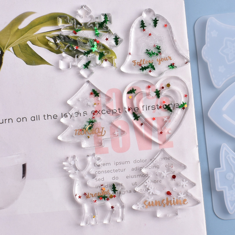 Christmas Mold DIY Resin Cryst - Silicone Epoxy Resin Molds Set 评论和价格
